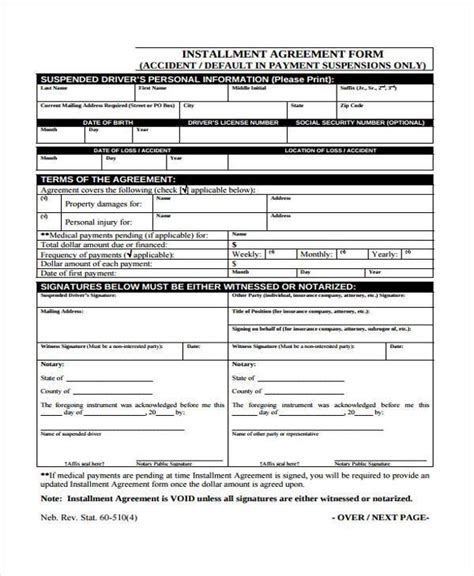 Free Installment Contract Forms In Pdf Ms Word