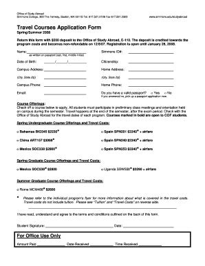 Fillable Online Simmons Application Form Spring Updated