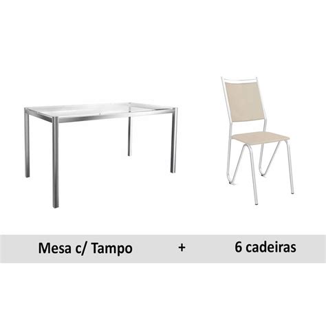 Sala De Jantar Kappesberg Reno Cm Cadeiras Cromada Nude Em