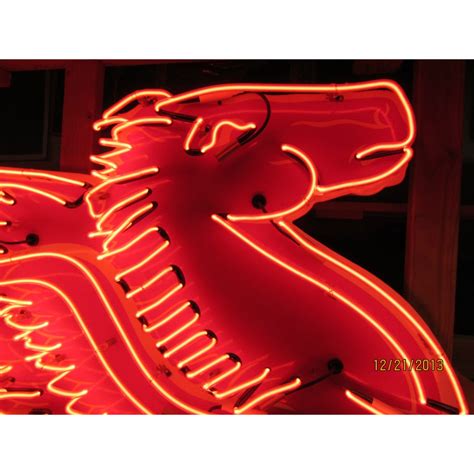 New Large Right Facing Mobil Pegasus Cookie Cutter Painted Neon Sign 96