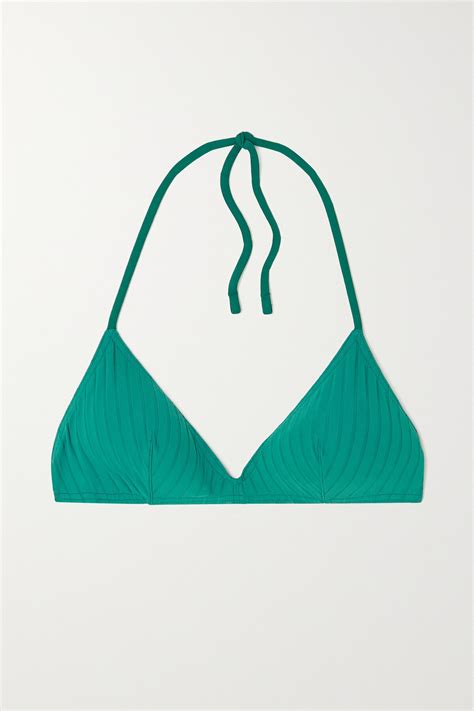 Eres Cura Ao Ribbed Triangle Bikini Top Green Editorialist