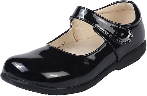 Mk Matt Keely Kids Girls Flat School Shoes Black Mary Jane Shoes For