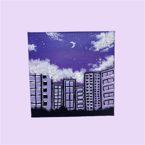 Acrylic painting Night City Sky Original Acrylic... - Depop