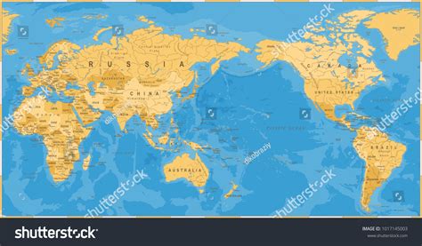 Vintage Political World Map Pacific Centered Stock Vector Royalty Free 1017145003 Shutterstock