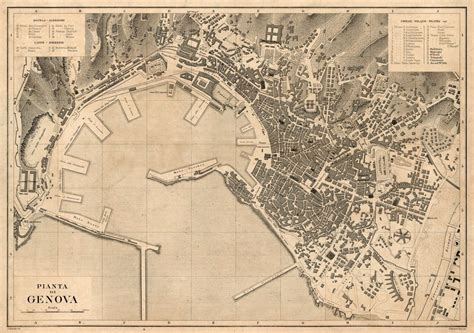 Old Map Of Genoa Historical Map Print On Paper Or Canvas Etsy Old Map Map Print Stretched