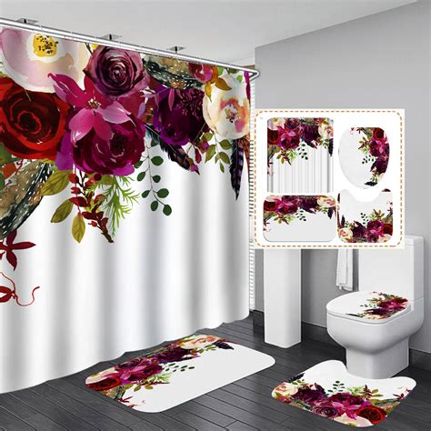 Thicken Digital Printing Flower Design Bathroom Shower Curtains