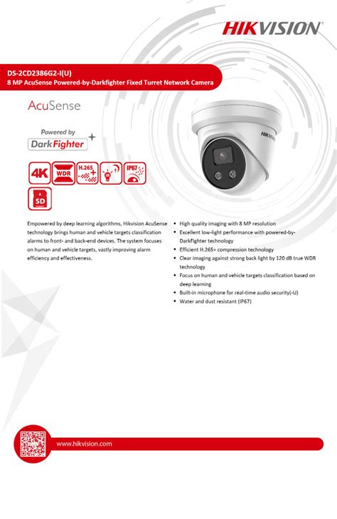 Hikvision DS 2CD2386G2 I U 4K Acu Sense Fixed Turret Network Camera At