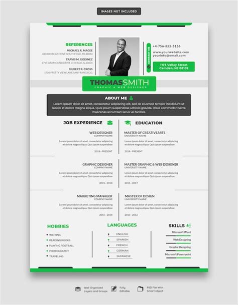 Premium PSD Clean And Modern Resume Portfolio Or Cv Template