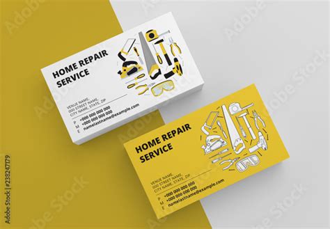 Home Repair Business Card Layout in Two Colors. Buy this stock template ...