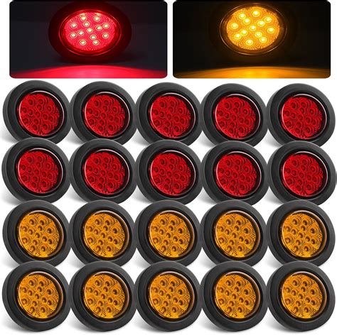 Amazon 2 5 Inch Round Led Trailer Marker Lights 8 Amber 8 Red