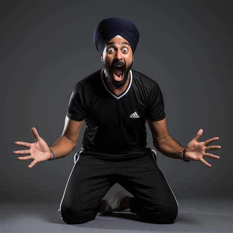 Premium Photo | A sikh man with a turban giving shocked expressions ...