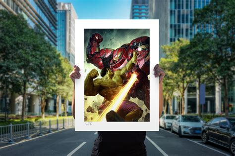 Hulk vs. Hulkbuster (Marvel Comics) Premium Art Print – Collector's Outpost