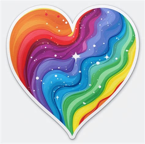 Rainbow Heart Sticker Etsy