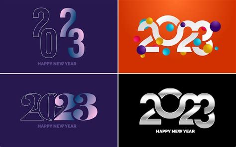 Premium Vector | Set of logo design 2023 Happy New Year 2023 number ...