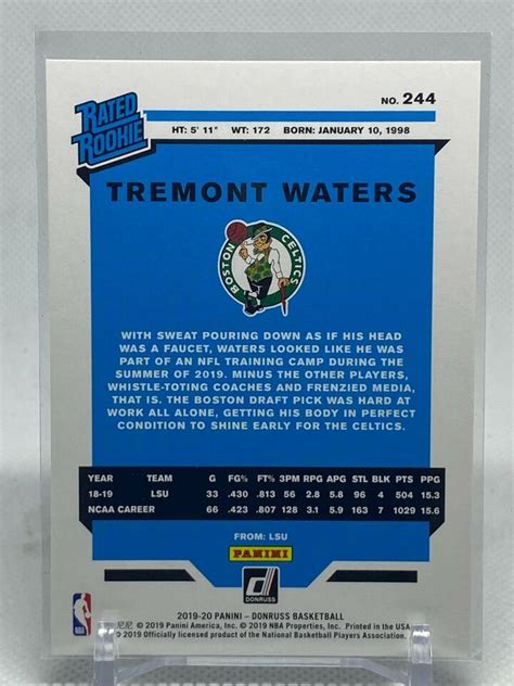 2019 Donruss 244 Tremont Waters RC Rookie Card Celtics EBay