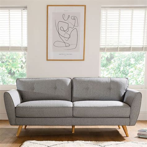 Harlow Light Grey Fabric 3 Seater Sofa Furniture And Choice Sofa