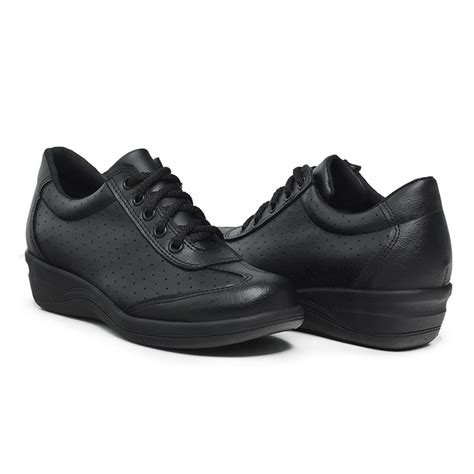 Tenis Ortopedico Feminino Preto - Tenis Ortopédico Conforto com Cadarço Feminino Preto - Compre Agora ...