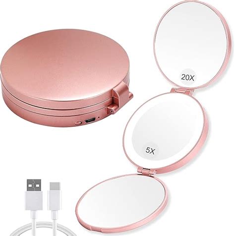 Led Compact Mirror With Lights And Magnification Folding X X X