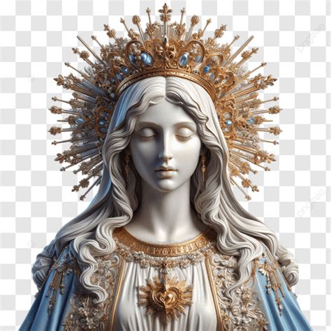 The Virgin Mary Statue Wearing A Crown Virgin Mary Religious Png