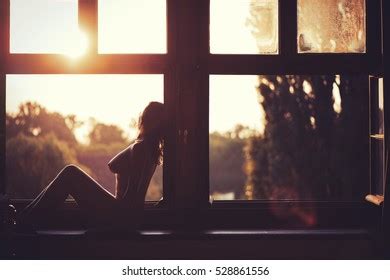 Beautiful Naked Woman Sitting On Window Stock Photo Shutterstock