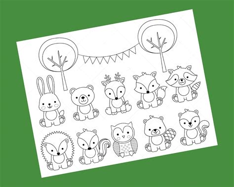 Woodland Animals Digital Stamps Baby Animal Digital Stamp - Etsy