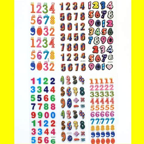 6 Sheets Colorful Cute Mathematical number sign stickers Diary Digital Cartoon Stickers Early ...