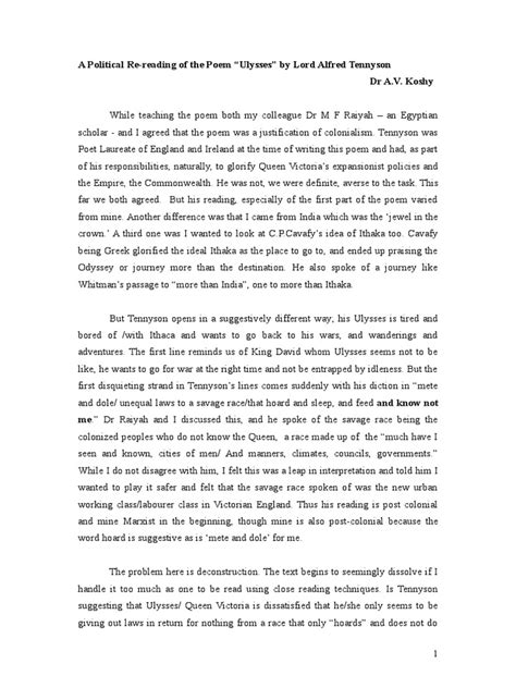 An Essay On Ulysses by Tennyson | PDF