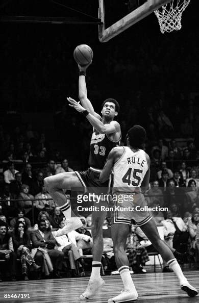 Center Kareem Abdul Jabbar Of The Milwaukee Bucks Attempts A Sky Hook