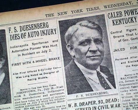 Fred Duesenberg Death Automobile Pioneer