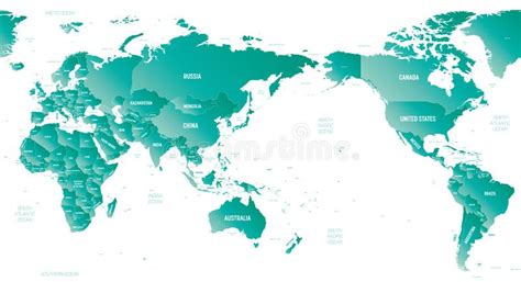 Mapa Político Detalhado Mundial Rótulos Ilustração do Vetor