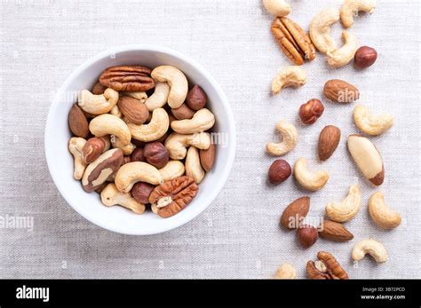roasted nuts crunchy nut mix quick snack food   white bowl