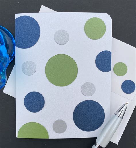 Polka Dot Note Cards Pearlized Blue And Green On White Etsy India