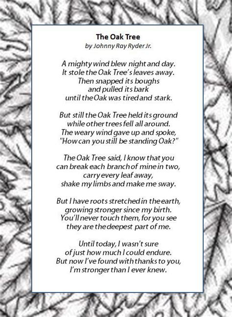 The Oak Tree Poem By Johnny Ray Ryder Jr ~ Inspirational ~ We Are