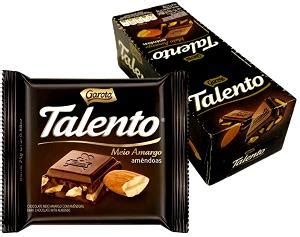 Calorias em 1 mini tablete 25 g Talento Intense Amêndoas e Fatos