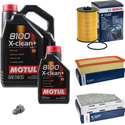 Bosch Inspection Set L Motul X Clean W Pour Vw Seat Caddy