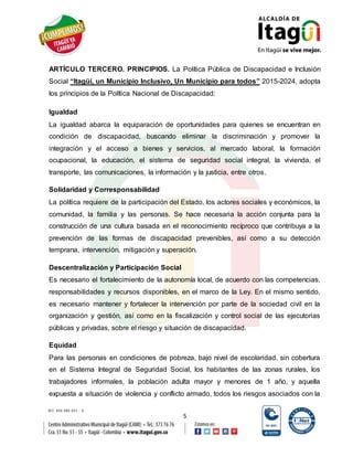 Proyecto De Acuerdo Politica Publica De Discapacidad E Inclusion Social