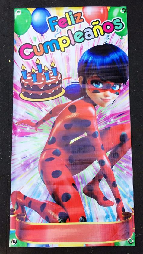 Lady Bug Lona Letrero Feliz Cumpleaños Fiesta Ladybug 150 00 en