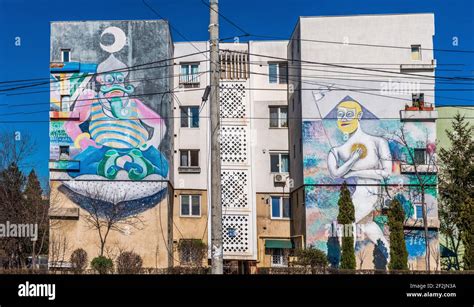 Communist architecture details in Craiova, Dolj, Romania, EU Stock ...