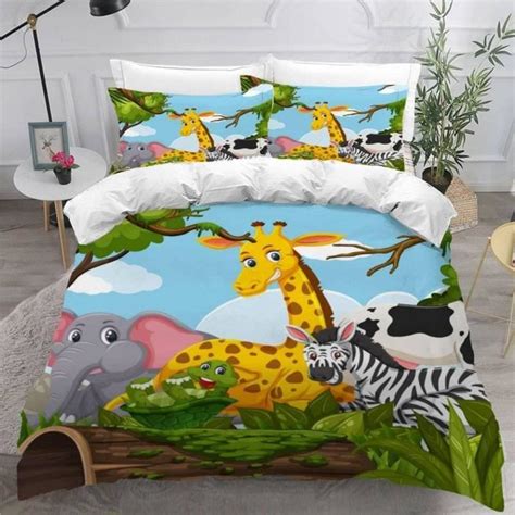 D Jungle Animaux Parure De Lit Personnes Dessin Anim Housse De