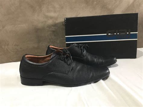 gibi black leather shoes mens fashion footwear dress shoes  carousell