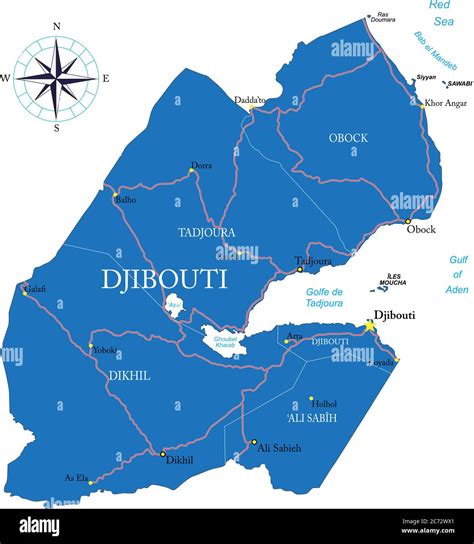 Carte Vectorielle Tr S D Taill E De Djibouti Avec R Gions