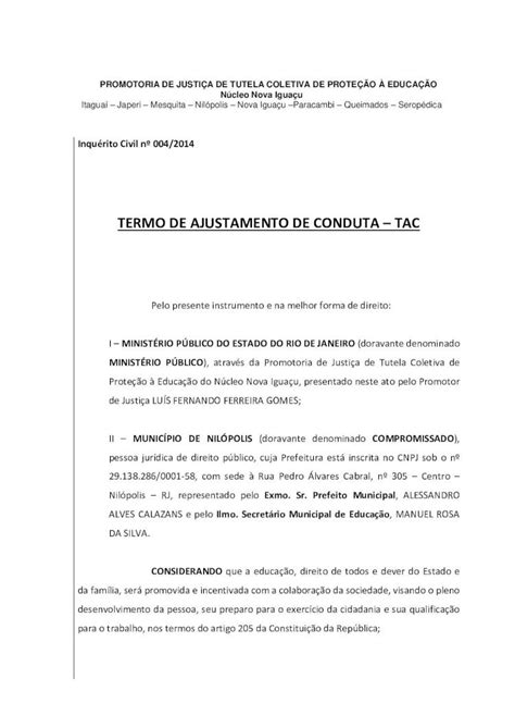 Pdf Termo De Ajustamento De Conduta Tac Termo De Ajustamento De