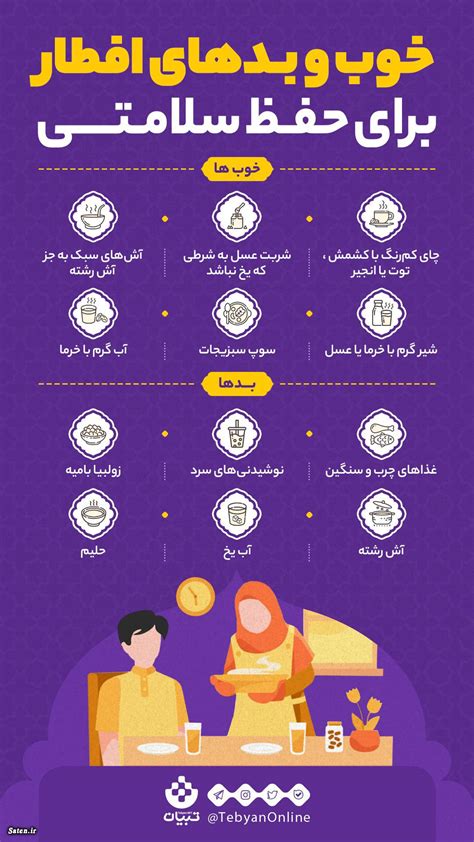 زمان افطار روزه را چگونه باز کنیم؟ اینفوگرافیک ساتین ⭐️