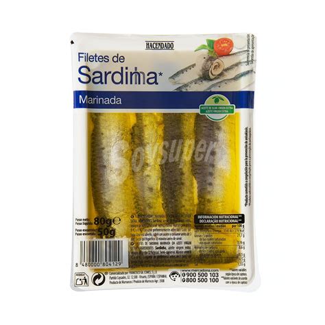 Hacendado Sardina Marinada Filetes En Aceite De Oliva Virgen Paquete 50