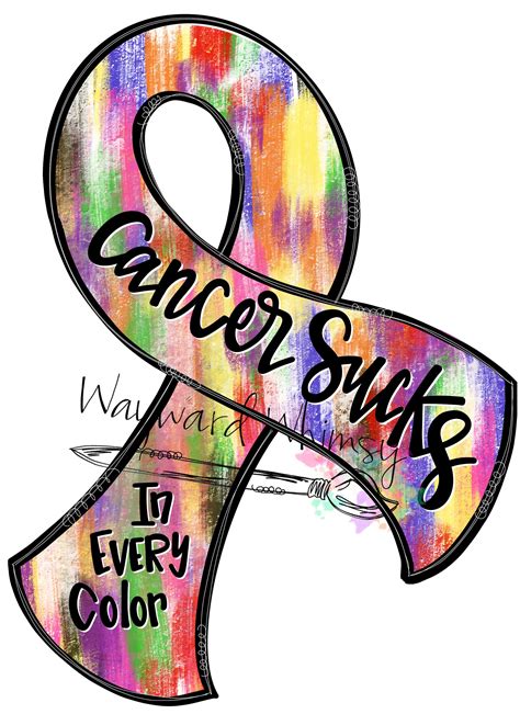 Cancer Awareness Ribbon Cancer Sucks In All Colors Png File Etsy