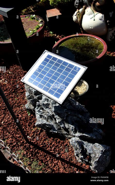 Solar Panel In The Garden Stock Photo Alamy