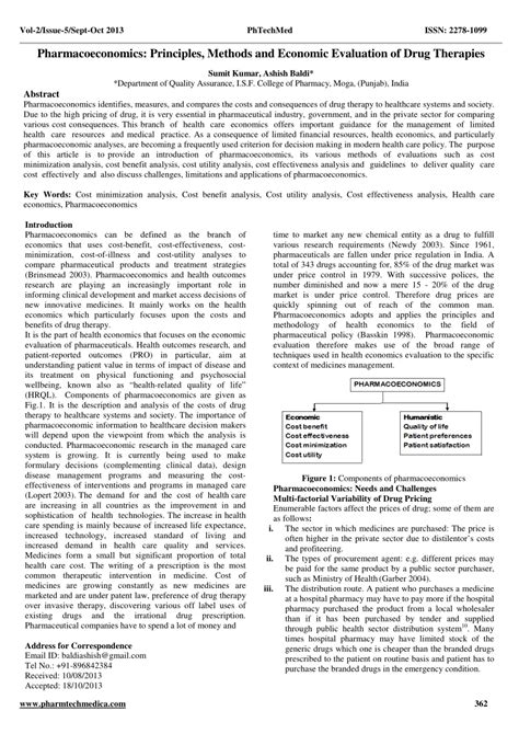 Pdf Pharmacoeconomics Principles Methods And Economic Evaluation Of