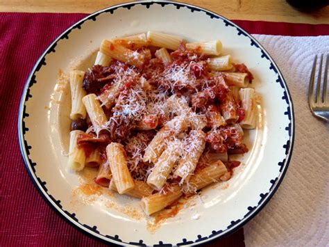 Our Garden And Table N At Rigatoni With Pork Ragu And Crostini With Goat Cheese Apricot And