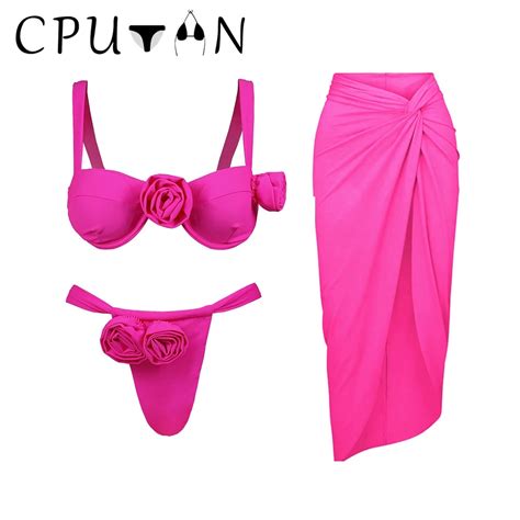 Cputan Conjunto De Bikini Con Flores En D Para Mujer Traje De Ba O