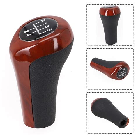 Speed Gear Shift Knob Wood Grain Leather For Bmw E E E E